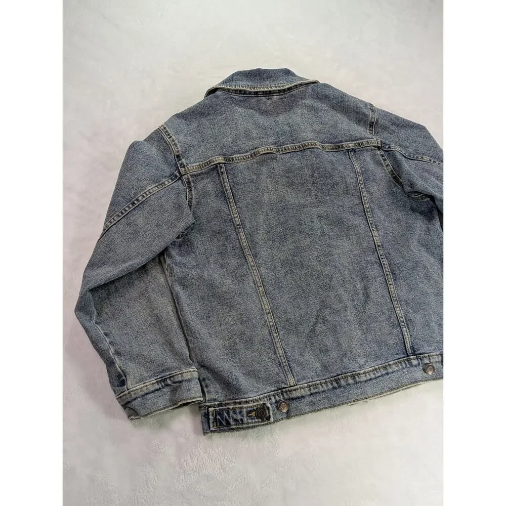 Old Navy Kids XL 14-16 Plus Denim Trucker Jacket Medium Wash Stretch EUC